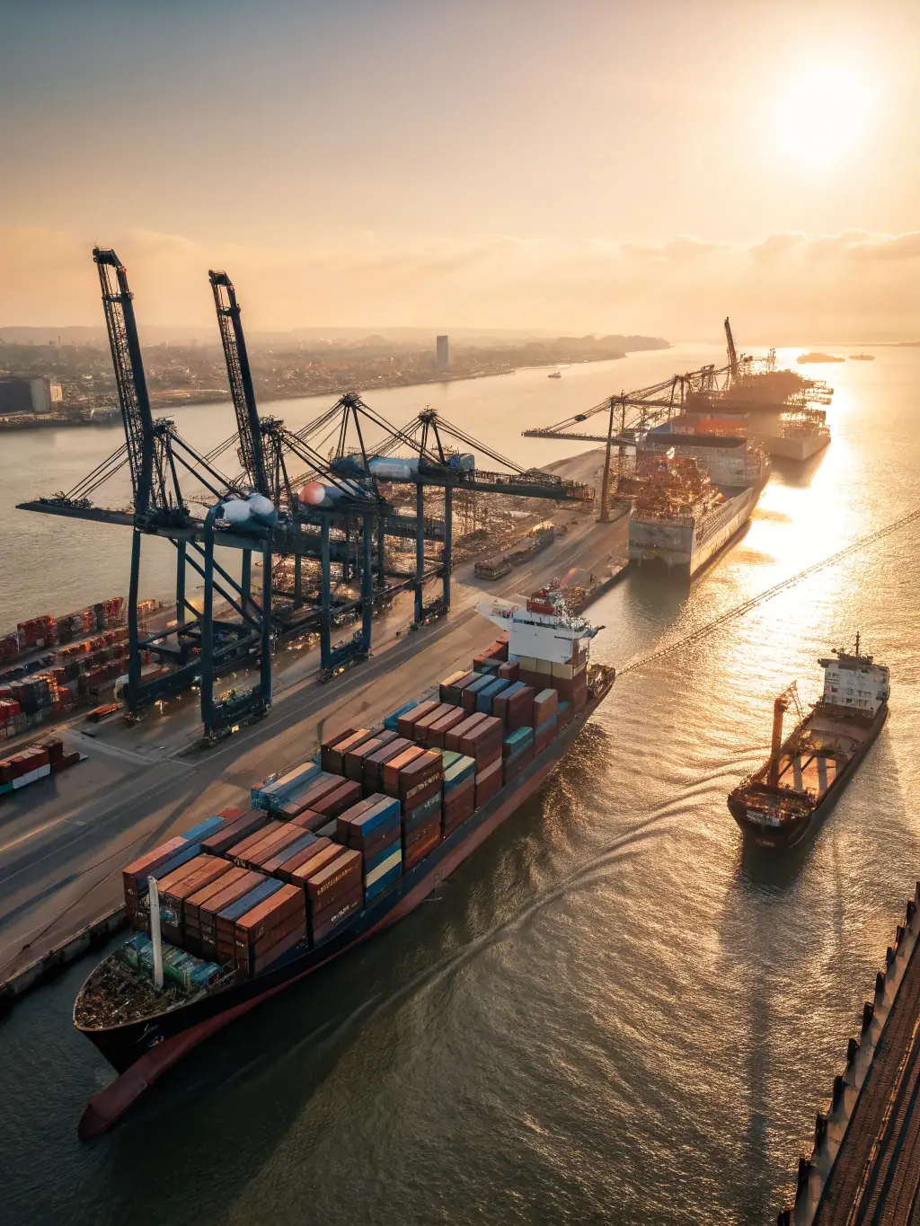 Aerial view of the Port of Long Beach, California, showcasing Vortex Corporation Limited's presence and partnerships in North America.